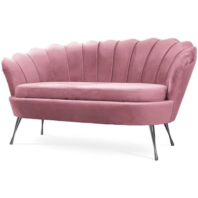 BETTSO Canapé Coquillage Canapé 2 Places Pieds Métalliques Mini Banquette Fauteuil Relax Canapé 3 Places Petit Canapé pour Salon Velvet Velours Rose + Argent - Publicité BETTSO Canapé Coquillage Canapé 2 Places Pieds Métalliques Mini Banquette Fauteuil Relax Canapé 3 Places Petit Canapé pour Salon Velvet Velours Rose + Argent - Publicité
