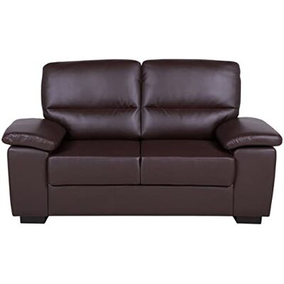 Beliani Canapé Fixe 2 Places en Cuir PU Marron pour Salon au Style Moderne - Publicité Beliani Canapé Fixe 2 Places en Cuir PU Marron pour Salon au Style Moderne - Publicité