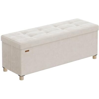 SONGMICS Banc de Rangement, Cube Pliable, 38 x 110 x 40 cm, Pouf, Repose-Pieds, 112 L, Surface en Velours, pour Chambre, Salon, Dortoir, Beige Cappuccino LSF0518W02 - Publicité SONGMICS Banc de Rangement, Cube Pliable, 38 x 110 x 40 cm, Pouf, Repose-Pieds, 112 L, Surface en Velours, pour Chambre, Salon, Dortoir, Beige Cappuccino LSF0518W02 - Publicité