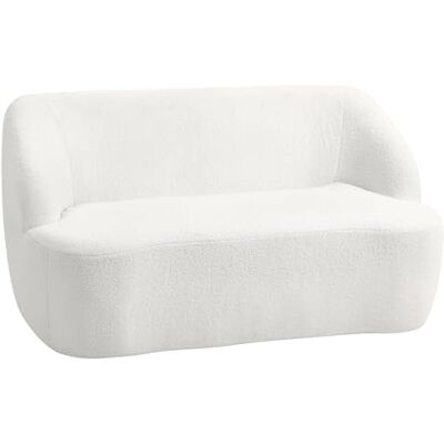 HOMCOM Canapé 2 places rembourré, avec accoudoirs, design incurvé, moderne, aspect velours, pour salon, pas de montage nécessaire, blanc crème - Publicité HOMCOM Canapé 2 places rembourré, avec accoudoirs, design incurvé, moderne, aspect velours, pour salon, pas de montage nécessaire, blanc crème - Publicité
