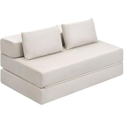 EUGAD Canapé Convertible 2 Places, Canapé Lit, Chauffeuse, Design Pliable, avec 2 Coussins, en Velours Côtelé, pour Salon, Bureau, Appartement, Beige - Publicité EUGAD Canapé Convertible 2 Places, Canapé Lit, Chauffeuse, Design Pliable, avec 2 Coussins, en Velours Côtelé, pour Salon, Bureau, Appartement, Beige - Publicité