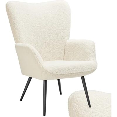 tectake ® Fauteuil rembourré, Dossier Ergonomique, 72x76x100.5 cm, Bouclé Accoudoirs larges, Mousse haute Densité, Pieds en Acier, Embouts en plastique doux pour le sol, Capacité 150 kg, Crème/Noir - Publicité tectake ® Fauteuil rembourré, Dossier Ergonomique, 72x76x100.5 cm, Bouclé Accoudoirs larges, Mousse haute Densité, Pieds en Acier, Embouts en plastique doux pour le sol, Capacité 150 kg, Crème/Noir - Publicité