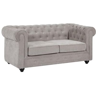 Unique Canapé 2 Places en Tissu Gris Chesterfield - Publicité Unique Canapé 2 Places en Tissu Gris Chesterfield - Publicité