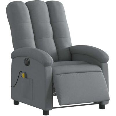 vidaXL Fauteuil Inclinable de Massage Électrique, Chaise de Relaxation avec Dossier et Repose-Pied Réglables, Siège de Salon, Moderne, Gris Foncé Tissu - Publicité vidaXL Fauteuil Inclinable de Massage Électrique, Chaise de Relaxation avec Dossier et Repose-Pied Réglables, Siège de Salon, Moderne, Gris Foncé Tissu - Publicité