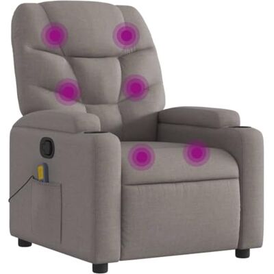 vidaXL Fauteuil de Massage Inclinable, Chaise de Relaxation avec Porte-gobelets, Siège avec Dossier et Accoudoirs Salon, Moderne, Taupe Tissu - Publicité vidaXL Fauteuil de Massage Inclinable, Chaise de Relaxation avec Porte-gobelets, Siège avec Dossier et Accoudoirs Salon, Moderne, Taupe Tissu - Publicité