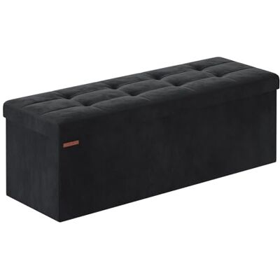 SONGMICS Banc de Rangement, Pouf Pliable, 38 x 110 x 38 cm, Bout de Lit, Repose-Pieds, Coffre de Rangement, Charge jusqu'à 300 kg, pour Salon, Chambre, Entrée, Noir d'encre LSF277B01 - Publicité SONGMICS Banc de Rangement, Pouf Pliable, 38 x 110 x 38 cm, Bout de Lit, Repose-Pieds, Coffre de Rangement, Charge jusqu'à 300 kg, pour Salon, Chambre, Entrée, Noir d'encre LSF277B01 - Publicité