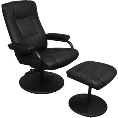 vidaXL Fauteuil avec Repose-Pied Similicuir Noir Fauteuil TV Massage Meuble - Publicité vidaXL Fauteuil avec Repose-Pied Similicuir Noir Fauteuil TV Massage Meuble - Publicité
