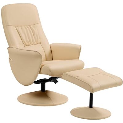 HOMCOM Fauteuil Relax avec Repose-Pied Fauteuil de Relaxation Relaxant pivotant 360° et Dossier inclinable pour TV supportant jusqu'à 120 Kg métal Beige - Publicité HOMCOM Fauteuil Relax avec Repose-Pied Fauteuil de Relaxation Relaxant pivotant 360° et Dossier inclinable pour TV supportant jusqu'à 120 Kg métal Beige - Publicité
