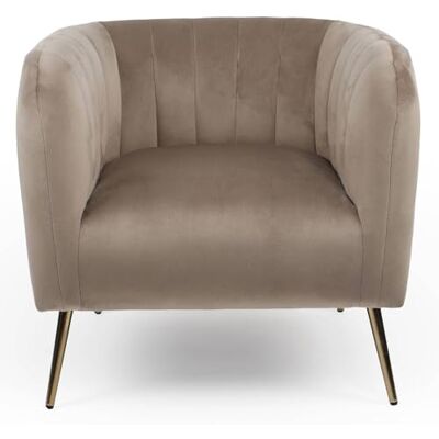 Menzzo Fauteuil BOMBARO Velours Taupe – Design Moderne avec Pieds Métal Doré – Fauteuil Salon Confortable Chic Compact pour Chambre, Bureau & Séjour - Publicité Menzzo Fauteuil BOMBARO Velours Taupe – Design Moderne avec Pieds Métal Doré – Fauteuil Salon Confortable Chic Compact pour Chambre, Bureau & Séjour - Publicité