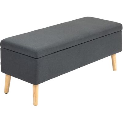 HOMCOM Banc de Rangement rembourré Aspect Lin avec Pieds en Bois pour Salon, Chambre à Coucher, Couloir 110 x 39 x 45 cm Gris foncé - Publicité HOMCOM Banc de Rangement rembourré Aspect Lin avec Pieds en Bois pour Salon, Chambre à Coucher, Couloir 110 x 39 x 45 cm Gris foncé - Publicité