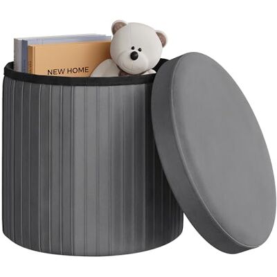 WOLTU Pouf Rond avec Rangement, Tabouret de Rangement Pliable, Tabouret avec Couvercle Rembourré, Coffre Pouf en Velours, MDF, Ø38xH36 cm, Gris Foncé - Publicité WOLTU Pouf Rond avec Rangement, Tabouret de Rangement Pliable, Tabouret avec Couvercle Rembourré, Coffre Pouf en Velours, MDF, Ø38xH36 cm, Gris Foncé - Publicité