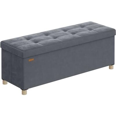 SONGMICS Banc de Rangement, Cube Pliable, 38 x 110 x 40 cm, Pouf, Repose-Pieds, 112 L, Surface en Velours, pour Chambre, Salon, Dortoir, Gris Ardoise LSF0518G02 - Publicité SONGMICS Banc de Rangement, Cube Pliable, 38 x 110 x 40 cm, Pouf, Repose-Pieds, 112 L, Surface en Velours, pour Chambre, Salon, Dortoir, Gris Ardoise LSF0518G02 - Publicité