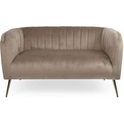 Menzzo Canapé 2 Places BomBARO – Velours Taupe & Pieds Métal Doré – Style Moderne, Confortable et Élégant pour Salon, Chambre ou Bureau - Publicité Menzzo Canapé 2 Places BomBARO – Velours Taupe & Pieds Métal Doré – Style Moderne, Confortable et Élégant pour Salon, Chambre ou Bureau - Publicité