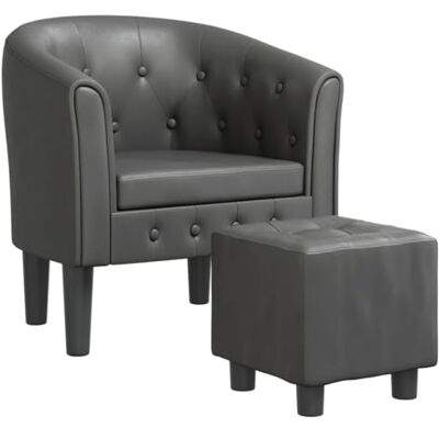 vidaXL Fauteuil Cabriolet avec Repose-Pied, Chaise avec Accoudoirs, Canapé avec Dossier, Siège Rembourré Salon Chambre, Moderne, Gris Similicuir - Publicité vidaXL Fauteuil Cabriolet avec Repose-Pied, Chaise avec Accoudoirs, Canapé avec Dossier, Siège Rembourré Salon Chambre, Moderne, Gris Similicuir - Publicité