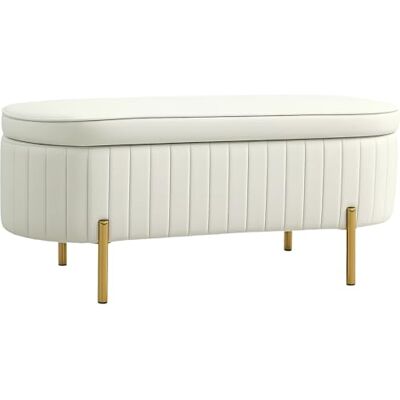 HOMCOM Banc de Rangement, Bout de lit en Velours, Coffre de Rangement avec Couvercle, Pieds en métal, capacité 72 L, jusqu'à 220 kg, Banquette pour Salon, Chambre, entrée, 108x44x43,5cm, crème - Publicité HOMCOM Banc de Rangement, Bout de lit en Velours, Coffre de Rangement avec Couvercle, Pieds en métal, capacité 72 L, jusqu'à 220 kg, Banquette pour Salon, Chambre, entrée, 108x44x43,5cm, crème - Publicité