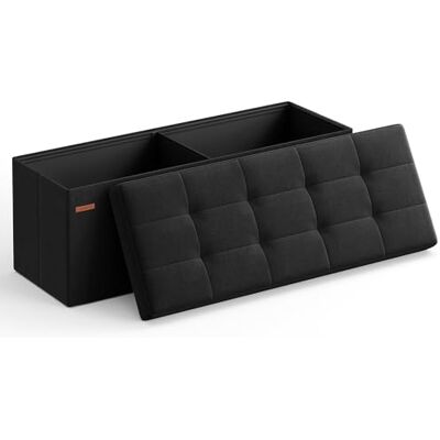 SONGMICS Banc de Rangement, Pouf Pliable, 38 x 110 x 38 cm, Bout de Lit, Repose-Pieds, Coffre de Rangement, Charge jusqu'à 300 kg, pour Salon, Chambre, Entrée, Noir d'encre LSF077B01 - Publicité SONGMICS Banc de Rangement, Pouf Pliable, 38 x 110 x 38 cm, Bout de Lit, Repose-Pieds, Coffre de Rangement, Charge jusqu'à 300 kg, pour Salon, Chambre, Entrée, Noir d'encre LSF077B01 - Publicité