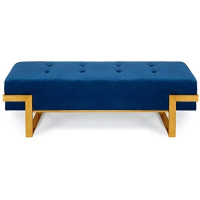 Menzzo Banquette Istanbul Velours Bleu Pieds Or - Publicité Menzzo Banquette Istanbul Velours Bleu Pieds Or - Publicité