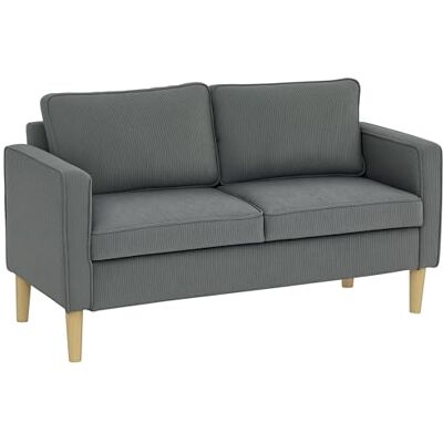 HOMCOM Canapé 2 Places Moderne en Tissu avec accoudoirs et 2 Coussins Amovibles, canapé 2 Places avec Espace de Rangement et Pieds en Bois pour Le Salon, la Maison et Le Bureau, 140x63x79 cm, Gris - Publicité HOMCOM Canapé 2 Places Moderne en Tissu avec accoudoirs et 2 Coussins Amovibles, canapé 2 Places avec Espace de Rangement et Pieds en Bois pour Le Salon, la Maison et Le Bureau, 140x63x79 cm, Gris - Publicité