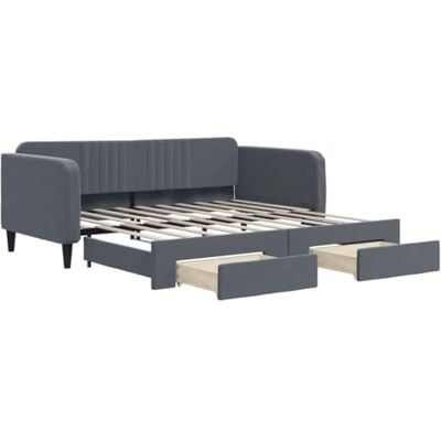 vidaXL Lit de Jour avec Lit Gigogne et Tiroirs, Canapé-lit avec Rangement, Lit d'Invité, Meuble de Chambre Salon, Moderne, Gris Foncé 90x190cm Velours - Publicité vidaXL Lit de Jour avec Lit Gigogne et Tiroirs, Canapé-lit avec Rangement, Lit d'Invité, Meuble de Chambre Salon, Moderne, Gris Foncé 90x190cm Velours - Publicité