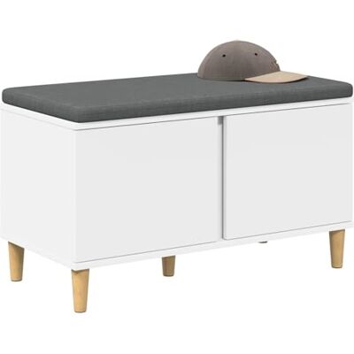 vidaXL Banc d'entrée Blanc 80 x 38 x 46 cm Bois Ingénierie et Tissu, Banc rectangulaire Moderne, Assise pour entrée avec Rangement, sans Dossier, Coussin Confort et antidérapant - Publicité vidaXL Banc d'entrée Blanc 80 x 38 x 46 cm Bois Ingénierie et Tissu, Banc rectangulaire Moderne, Assise pour entrée avec Rangement, sans Dossier, Coussin Confort et antidérapant - Publicité