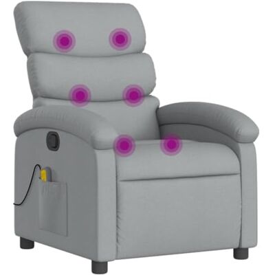 vidaXL Fauteuil de Massage Inclinable, Chaise de Relaxation avec Dossier et Repose-Pied Réglables, Siège Électrique de Salon, Moderne, Gris Clair Tissu - Publicité vidaXL Fauteuil de Massage Inclinable, Chaise de Relaxation avec Dossier et Repose-Pied Réglables, Siège Électrique de Salon, Moderne, Gris Clair Tissu - Publicité