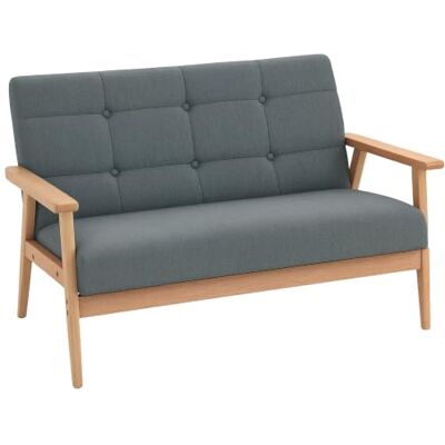 HOMCOM Canapé 2 Places en Lin Style Scandinave Accoudoirs 115 cm Gris Pieds en Bois, Mini Canapé pour Chambre, Appartement, Petit Espace - Publicité HOMCOM Canapé 2 Places en Lin Style Scandinave Accoudoirs 115 cm Gris Pieds en Bois, Mini Canapé pour Chambre, Appartement, Petit Espace - Publicité