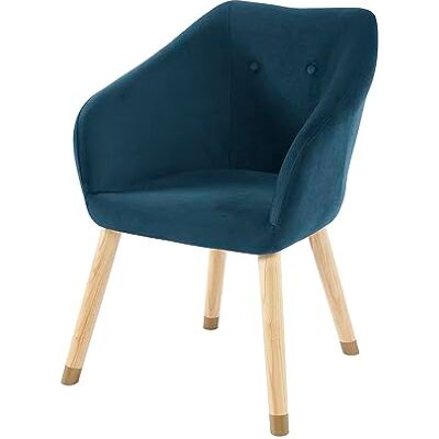 DYDU Fauteuil en velours - Bleu, Or, Naturel - Fauteuil - Publicité DYDU Fauteuil en velours - Bleu, Or, Naturel - Fauteuil - Publicité