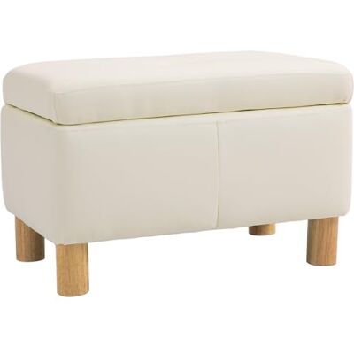 HOMCOM Coffre de rangement pour chambre 33L Pouf de rangement tapissé en PU Banc de rangement avec pieds en bois pour couloir salon Crème 60 x 38 x 40 cm - Publicité HOMCOM Coffre de rangement pour chambre 33L Pouf de rangement tapissé en PU Banc de rangement avec pieds en bois pour couloir salon Crème 60 x 38 x 40 cm - Publicité