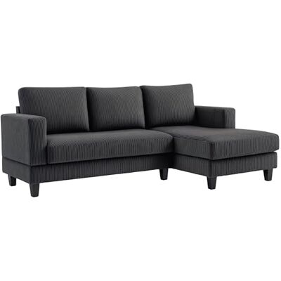 HOMCOM Canapé d'angle en Velours côtelé, canapé 3 Places avec méridienne et Coussin à Ressorts épais, Largeur 214 cm, Design Moderne, Charge jusqu'à 400 Kg, pour Salon, Appartement, Gris foncé - Publicité HOMCOM Canapé d'angle en Velours côtelé, canapé 3 Places avec méridienne et Coussin à Ressorts épais, Largeur 214 cm, Design Moderne, Charge jusqu'à 400 Kg, pour Salon, Appartement, Gris foncé - Publicité