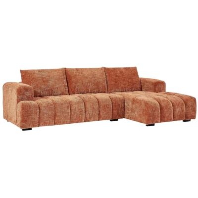 Unique Canapé d'angle Droit en Tissu texturé Terracotta BENOLA - Publicité Unique Canapé d'angle Droit en Tissu texturé Terracotta BENOLA - Publicité