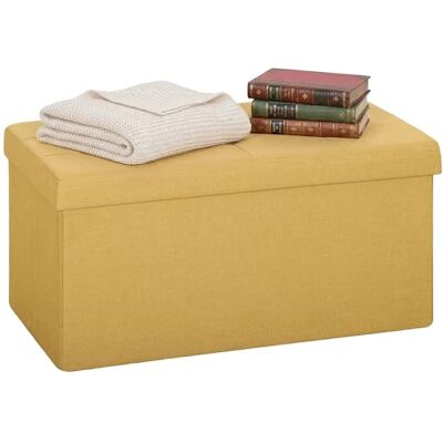 HOMCOM Pouf de Rangement, Banc de Rangement Pliable, 84 L, 76 x 38 x 38 cm, revêtement en Lin synthétique, Coffre de Rangement, Charge maximale 120 kg, Tabouret pour Salon, Chambre, entrée, Jaune - Publicité HOMCOM Pouf de Rangement, Banc de Rangement Pliable, 84 L, 76 x 38 x 38 cm, revêtement en Lin synthétique, Coffre de Rangement, Charge maximale 120 kg, Tabouret pour Salon, Chambre, entrée, Jaune - Publicité