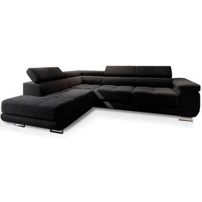 Masseno Canapé d'angle Selva L-S avec Fonction Couchage Forme en L, Glamour, avec Coffre de Rangement, Ensemble canapé de Salon Noir - Publicité Masseno Canapé d'angle Selva L-S avec Fonction Couchage Forme en L, Glamour, avec Coffre de Rangement, Ensemble canapé de Salon Noir - Publicité