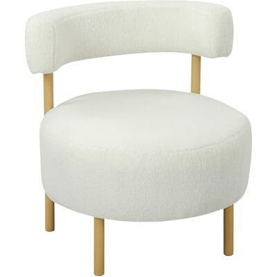 HOMCOM Fauteuil de Salon en Tissu Bouclette, canapé 1 Place rembourré avec Dossier incurvé, Assise Large et Structure en métal Effet Bois, Style Moderne, pour Chambre à Coucher, Salon, Bureau, crème - Publicité HOMCOM Fauteuil de Salon en Tissu Bouclette, canapé 1 Place rembourré avec Dossier incurvé, Assise Large et Structure en métal Effet Bois, Style Moderne, pour Chambre à Coucher, Salon, Bureau, crème - Publicité