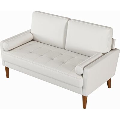 Vesgantti Petit Canapé 2 Places, Canapé en Velours 121cm avec Coussin à Ressorts, Mini Chambre avec Accoudoirs, Causeuse de Salon Moderne, Causeuse Fixe 2 Places, Blanc De Lait - Publicité Vesgantti Petit Canapé 2 Places, Canapé en Velours 121cm avec Coussin à Ressorts, Mini Chambre avec Accoudoirs, Causeuse de Salon Moderne, Causeuse Fixe 2 Places, Blanc De Lait - Publicité