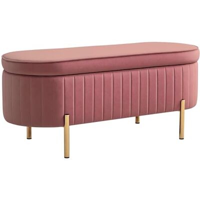 HOMCOM Banc de Rangement, Bout de lit en Velours, Coffre de Rangement avec Couvercle, Pieds en métal, capacité 72 L, jusqu'à 220 kg, Banquette pour Salon, Chambre, entrée, 108x44x43,5cm, Rose - Publicité HOMCOM Banc de Rangement, Bout de lit en Velours, Coffre de Rangement avec Couvercle, Pieds en métal, capacité 72 L, jusqu'à 220 kg, Banquette pour Salon, Chambre, entrée, 108x44x43,5cm, Rose - Publicité