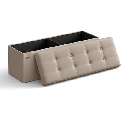 SONGMICS Banc, Pouf Pliable, 38 x 110 x 38 cm, Bout de Lit, Repose-Pieds, Coffre de Rangement, Charge jusqu'à 300 kg, pour Salon, Chambre, Entrée, Marron Camel LSF070K03, 110x38x38cm - Publicité SONGMICS Banc, Pouf Pliable, 38 x 110 x 38 cm, Bout de Lit, Repose-Pieds, Coffre de Rangement, Charge jusqu'à 300 kg, pour Salon, Chambre, Entrée, Marron Camel LSF070K03, 110x38x38cm - Publicité