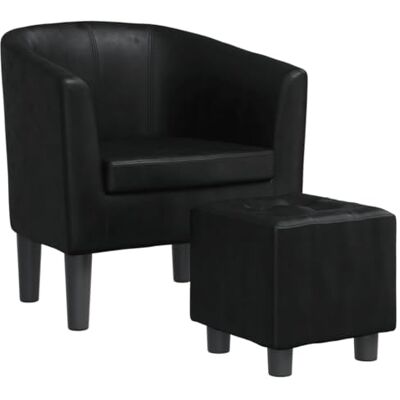 vidaXL Fauteuil Cabriolet avec Repose-Pied, Chaise avec Dossier, Siège avec Accoudoirs, Canapé de Bureau Salon Chambre, Noir Similicuir - Publicité vidaXL Fauteuil Cabriolet avec Repose-Pied, Chaise avec Dossier, Siège avec Accoudoirs, Canapé de Bureau Salon Chambre, Noir Similicuir - Publicité