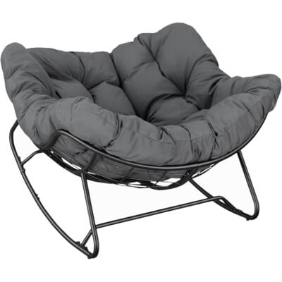 WOLTU Chaise à Bascule Surdimensionnée en Forme d'Œuf Polyester Gris Foncé Fauteuil Relax Basculant avec Structure en Métal, sur Pieds Courbes, pour Salon, Balcon, Charge 150 kg - Publicité WOLTU Chaise à Bascule Surdimensionnée en Forme d'Œuf Polyester Gris Foncé Fauteuil Relax Basculant avec Structure en Métal, sur Pieds Courbes, pour Salon, Balcon, Charge 150 kg - Publicité