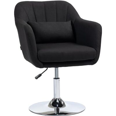 HOMCOM Fauteuil Lounge avec accoudoirs, Coussin Lombaire, rembourré Fauteuil Relax avec Structure métallique, Aspect Lin, réglable en Hauteur Fauteuil pivotant pour Chambre à Coucher, Salon, Noir - Publicité HOMCOM Fauteuil Lounge avec accoudoirs, Coussin Lombaire, rembourré Fauteuil Relax avec Structure métallique, Aspect Lin, réglable en Hauteur Fauteuil pivotant pour Chambre à Coucher, Salon, Noir - Publicité