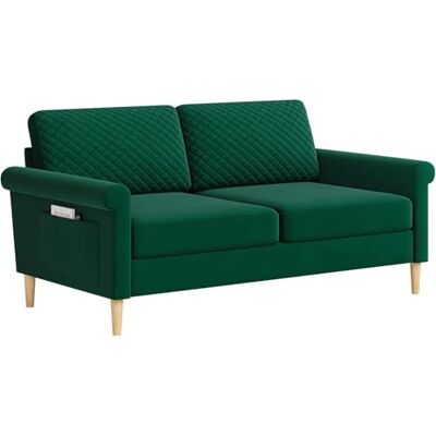 Vesgantti Canapé 2 Places, Canapé en Velours 164cm avec Pochettes Latérales, 2 Coussins Accoudoirs Intégrés – Canapé Double pour Salon, Chambre, Bureau – Montage Sans Outils 164L x 76P x 85H cm Vert - Publicité Vesgantti Canapé 2 Places, Canapé en Velours 164cm avec Pochettes Latérales, 2 Coussins Accoudoirs Intégrés – Canapé Double pour Salon, Chambre, Bureau – Montage Sans Outils 164L x 76P x 85H cm Vert - Publicité