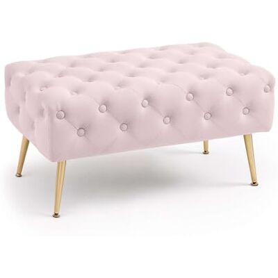AKORD Banc Banquette en Velours Capitonné Madrid 80 cm, Bout de lit Capitonnée, Piètement Métal Doré, Repose-Pieds, 80 x 41 x 42 cm, pour Entrée Salon Chambre à Coucher, Rose Poudré - Publicité AKORD Banc Banquette en Velours Capitonné Madrid 80 cm, Bout de lit Capitonnée, Piètement Métal Doré, Repose-Pieds, 80 x 41 x 42 cm, pour Entrée Salon Chambre à Coucher, Rose Poudré - Publicité