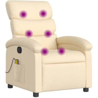vidaXL Fauteuil Inclinable de Massage, Chaise de Relaxation avec Dossier et Repose-Pied Réglables, Siège de Salon, Moderne, Crème Tissu - Publicité vidaXL Fauteuil Inclinable de Massage, Chaise de Relaxation avec Dossier et Repose-Pied Réglables, Siège de Salon, Moderne, Crème Tissu - Publicité