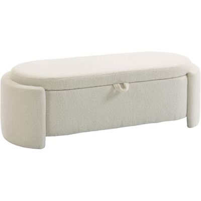 HOMCOM Banc de Rangement, Bout de lit Ovale, Repose-Pieds rembourré en Polaire Teddy avec Assise Large, Charge 200 Kg, Coffre de Rangement pour Salon, Chambre, entrée, 129 x 48,5 x 44 cm, crème - Publicité HOMCOM Banc de Rangement, Bout de lit Ovale, Repose-Pieds rembourré en Polaire Teddy avec Assise Large, Charge 200 Kg, Coffre de Rangement pour Salon, Chambre, entrée, 129 x 48,5 x 44 cm, crème - Publicité