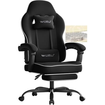 WOLTU Chaise Gaming, Fauteuil Gaming, avec Coussin à Ressorts Ensachés, Chaise Ergonomique, Charge 150kg, Appui-tête, Support Lombaire, Repose-Pieds, Tissu Maille, Noir, GS11sz - Publicité WOLTU Chaise Gaming, Fauteuil Gaming, avec Coussin à Ressorts Ensachés, Chaise Ergonomique, Charge 150kg, Appui-tête, Support Lombaire, Repose-Pieds, Tissu Maille, Noir, GS11sz - Publicité