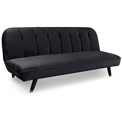Menzzo Canapé Convertible clic-clac 3 Places Olympia Velours Noir – Banquette lit Moderne à Ouverture Rapide – Confort Quotidien, Salon Design - Publicité Menzzo Canapé Convertible clic-clac 3 Places Olympia Velours Noir – Banquette lit Moderne à Ouverture Rapide – Confort Quotidien, Salon Design - Publicité