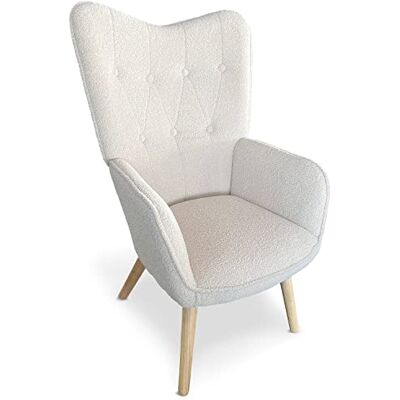 Menzzo Fauteuil Scandinave KLARYS Tissu Bouclette Crème – Fauteuil Design Nordique Confortable avec Dossier Haut Capitonné – Fauteuil Cocooning Salon & Chambre - Publicité Menzzo Fauteuil Scandinave KLARYS Tissu Bouclette Crème – Fauteuil Design Nordique Confortable avec Dossier Haut Capitonné – Fauteuil Cocooning Salon & Chambre - Publicité