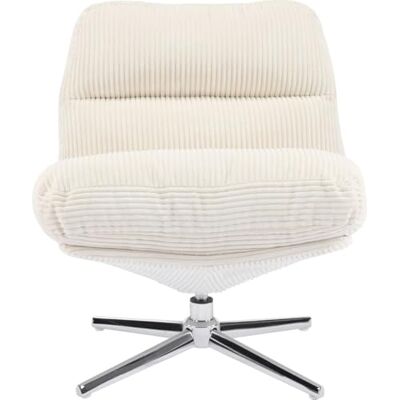 HOMIFAB Fauteuil pivotant en Velours cotelé Beige et piètement chromé Julia - Publicité HOMIFAB Fauteuil pivotant en Velours cotelé Beige et piètement chromé Julia - Publicité