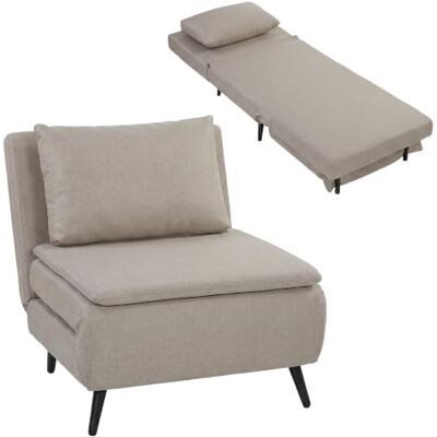 HOMCOM Fauteuil Convertible 1 Place 3 en 1 Oreiller 75 x 188 cm Marron Fauteuil-Lit Clic-Clac, Chauffeuse 1 Place, Dossier Réglable, Assise Large, Ressorts en S, Rembourré en Lin, OEKO-TEX - Publicité HOMCOM Fauteuil Convertible 1 Place 3 en 1 Oreiller 75 x 188 cm Marron Fauteuil-Lit Clic-Clac, Chauffeuse 1 Place, Dossier Réglable, Assise Large, Ressorts en S, Rembourré en Lin, OEKO-TEX - Publicité