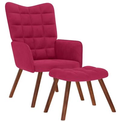 Tomostar Fauteuil avec Repose Pied, Fauteuil Salon Scandinave Chaise de Coiffeuse avec Tabouret Bordeaux Velours - Publicité Tomostar Fauteuil avec Repose Pied, Fauteuil Salon Scandinave Chaise de Coiffeuse avec Tabouret Bordeaux Velours - Publicité