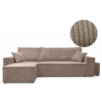LOUNGITUDE Canapé Farah d'angle réversible et Convertible 4 Places avec Un Pouf en Velours côtelé - Publicité LOUNGITUDE Canapé Farah d'angle réversible et Convertible 4 Places avec Un Pouf en Velours côtelé - Publicité